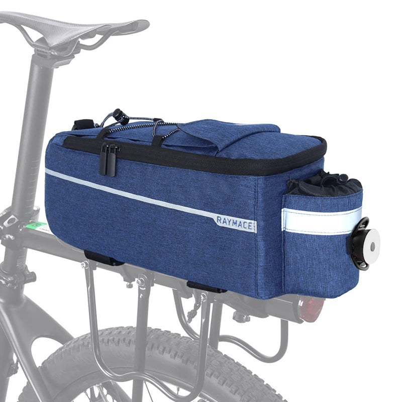 RAYMACE Bike Trunk Cooler Bag With Tail Light,Bicycle Rear Rack Bag Insulated Storage 8L,Pannier Bag (Navy) - Image 1